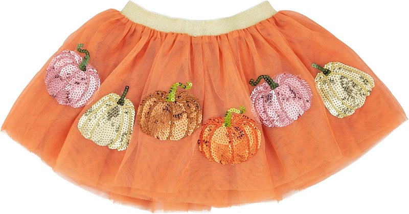 MudPie baby-girls Children's Pumpkin Patch Sequin Tutu; One Size - Image 1
